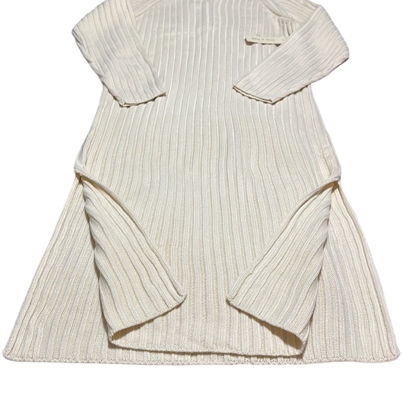 Doe + Rae Turtleneck Sweater Dress Long Sleeves With Side Slits Cream Size Large - Picture 7 of 13